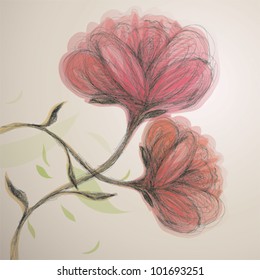 Sweet pink flowers / Abstract floral background