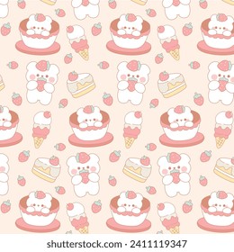 Sweet pink food seamless pattern kawaii wallpaper