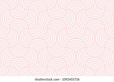 Sweet pink geometric background pattern seamless circle abstract and line vector design.