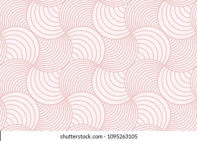 Sweet Pink Geometric Line Circle Abstract Background Seamless Pattern Vector Design.