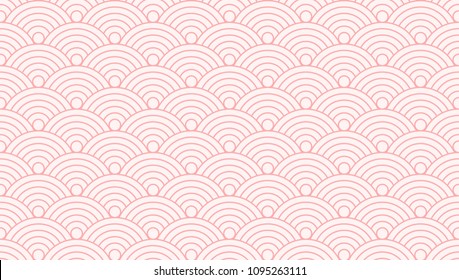 Sweet pink geometric line circle abstract background seamless pattern vector design.