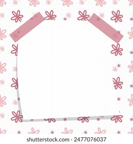 Sweet pink hand-drawn floral flower pattern poster background