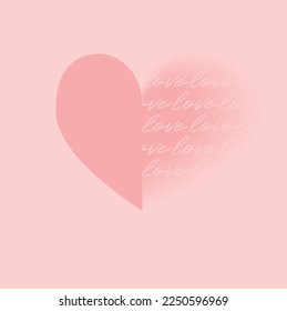 Sweet Pink Heart on a Light Pastel Pink Background. Lovely Valentine's Day Vector Card. Romantic Print ideal for Card, Poster, Wall Art, Greetings. Romantic Print with Love Symbol.	