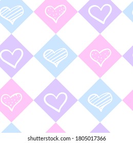 Dulce patrón ininterrumpido de corazón rosado. Bueno para textiles, envolturas, papeles pintados, etc. Los corazones encantadores aislados en el fondo. Ilustración vectorial.