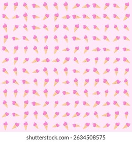 Sweet pink ice cream pattern, cute dessert vector, summer pattern, seamless food