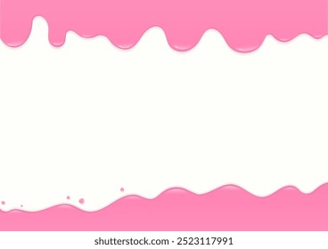 Sweet pink icing melting on a white background. Bakery background concept.