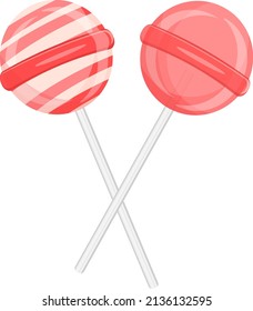 Sweet pink lolipops, illustration, vector on a white background.