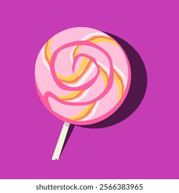 sweet pink lollipop vector illustration