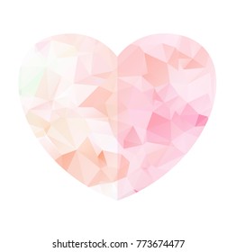 Sweet pink love heart as gem. Luxury gift for Valentine Day, wedding, engagement and date. Objects isolated on white background.
