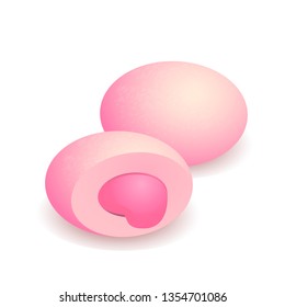 Sweet pink mochi realistic vector isolated on white background
