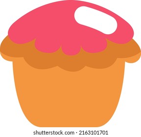 Muffin rosa dulce, ilustración, vector sobre fondo blanco.