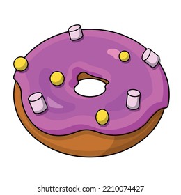 Sweet pink purple donut. bakery. vector illustration