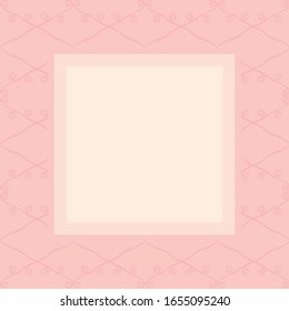 Sweet pink retro seamless vector background with rhombuses and curls postcard.  