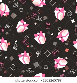 Sweet Pink Ribbon Gift Box Party Vector Seamless Pattern can be use for background and apparel design