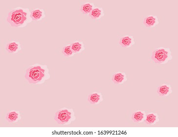 Sweet pink rose pattern isolated on baby pink background. Graphic design for valentines, wrapping paper, wallpaper and etc.
