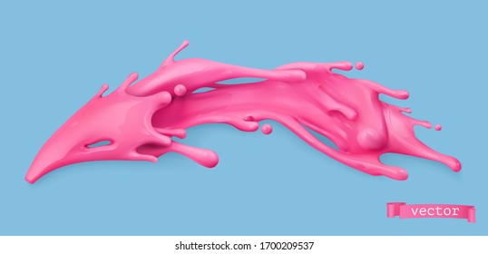 Sweet pink splash. 3d realistic vector object