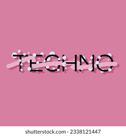 Sweet Pink Techno Muisc Logo Templatewith Bubbles Effect and Marker Line