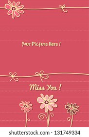 Sweet pink vector background with modern flowers