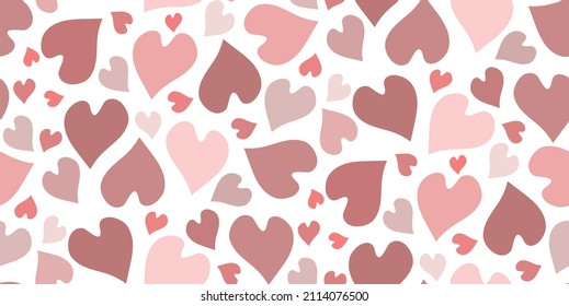 Sweet pinkish heart arrangements - seamless pattern. Vector illustration.