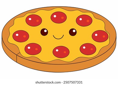 Un Arte vectorial de pizza dulce en ilustración de fondo blanco.