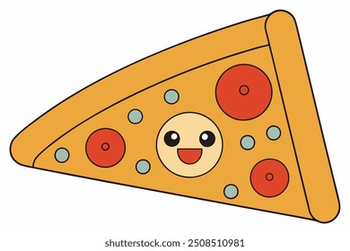 Un Arte vectorial de pizza dulce en ilustración de fondo blanco.