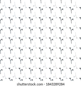 Sweet plants seamless pattern. Hand-drawn plants on a white background, vector illustration.
