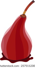 Sweet Poached Pear in Red Wine Illustration Isolated on White Background