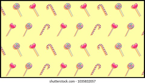 sweet pop art background with candy and sweets. vector illustration