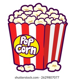 sweet popcorn cartoon sticker illustration