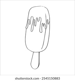 sweet Popsicle Ice Cream Linear Vector Doodle Illustration