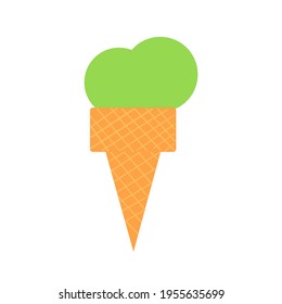 Sweet popsicles in the form of balls in a waffle cup. Delicious frozen dessert on an isolated background. Vector illustration.
