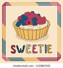 Sweet postcard with a cake