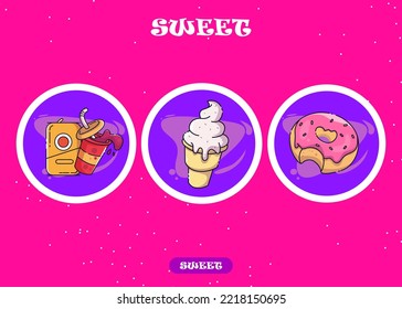 sweet poster and menu vector colorful illustration