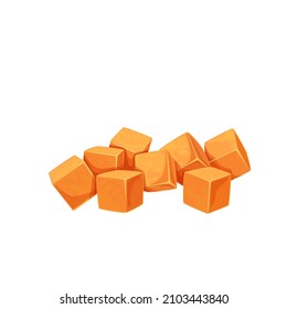 Sweet potato. Batat or yam sliced to cubes. Vector illustration of vegetable ingidient sweet potatoes.