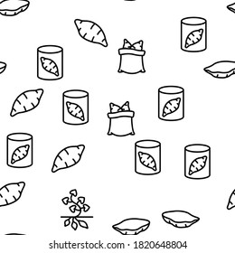 Sweet Potato Batata Vector Seamless Pattern Thin Line Illustration
