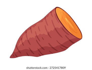 Batata de batata. Ingrediente vegetal para una alimentación saludable. Raíz vegetal orgánica, nutrición vegana saludable o carbohidratos. Ilustración vectorial en estilo plano de dibujos animados. Aislado en el fondo blanco