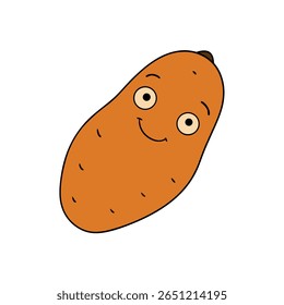 Sweet potato cartoon earthy colored flat veggie Vector illustration