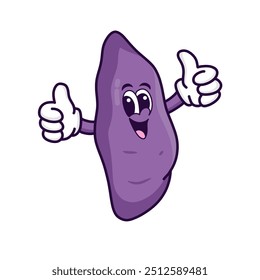 Sweet potato cartoon is giving a thumbs up. Sweet potato character design. Roasted sweet potato.