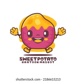 sweet potato cartoon mascot. food vector illustration. isolated on a white background