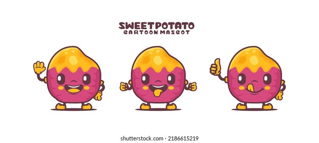 sweet potato cartoon mascot. food vector illustration. isolated on a white background