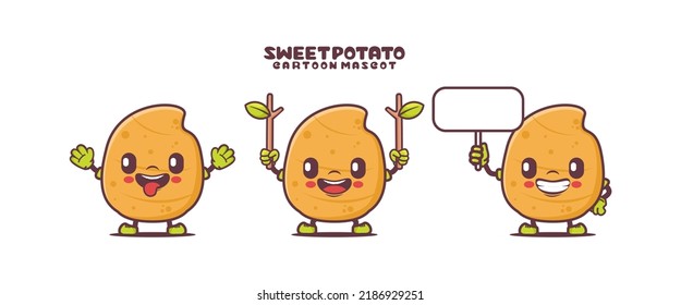 sweet potato cartoon mascot. plant vector illustration. isolated on a white background