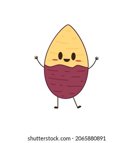 Diseño de carácter de batata dulce. Vector de batata dulce.  Papa asado.