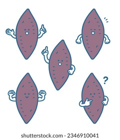 Dibujo de conjunto de caracteres de batata dulce