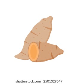 sweet potato flat design vector illustration. Natural food, veggies icons. Flat vector illustration isolated on white background. 