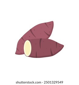 Ilustración vectorial de diseño plano de batata. Comida natural, iconos de verduras. Ilustración vectorial plana aislada sobre fondo blanco. 