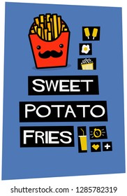 Sweet Potato Fries Retro Style Poster Design