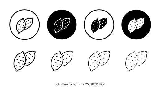 Icono de batata Vector de contorno blanco y negro