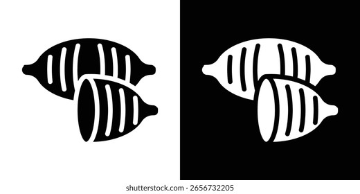 Icono de batata en conjunto de Vector sólido negro plano