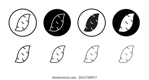 Sweet potato icon Flat simple outline set