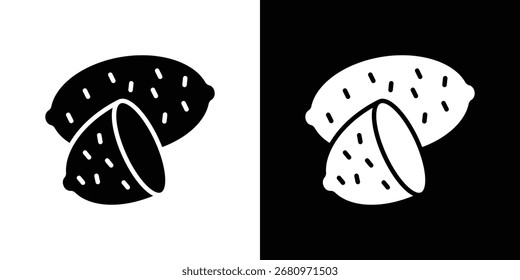 Icono de la batata en estilo plano, símbolo negro lleno